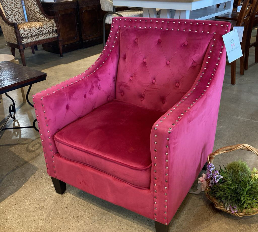 Upholstered Velvet Accent Chair CHAIR Cranberry 29w30d35h