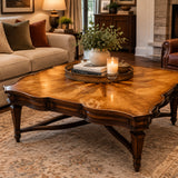 Wood French Baroque Style Marquestry COFFEE/COCKTAIL TABLE 48Wx21H