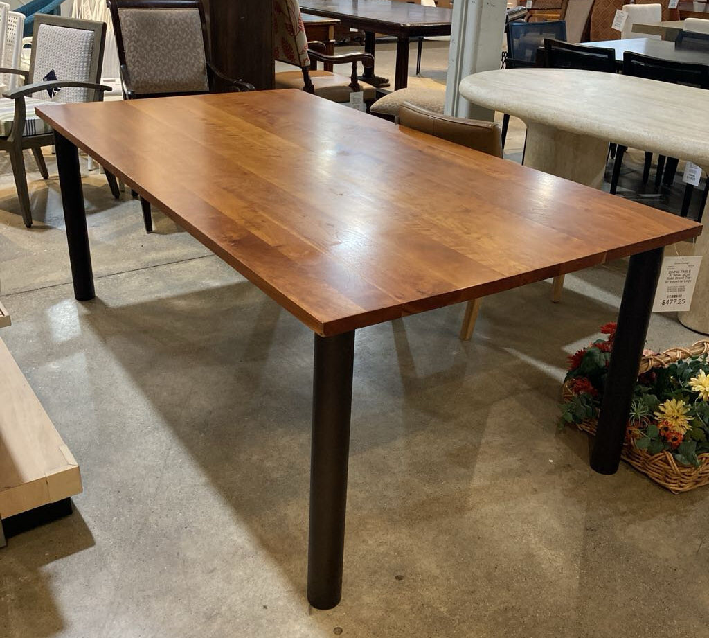 A. Sibau MCM Solid Wood Top w/ Industrial Legs DINING TABLE 78w42d29h
