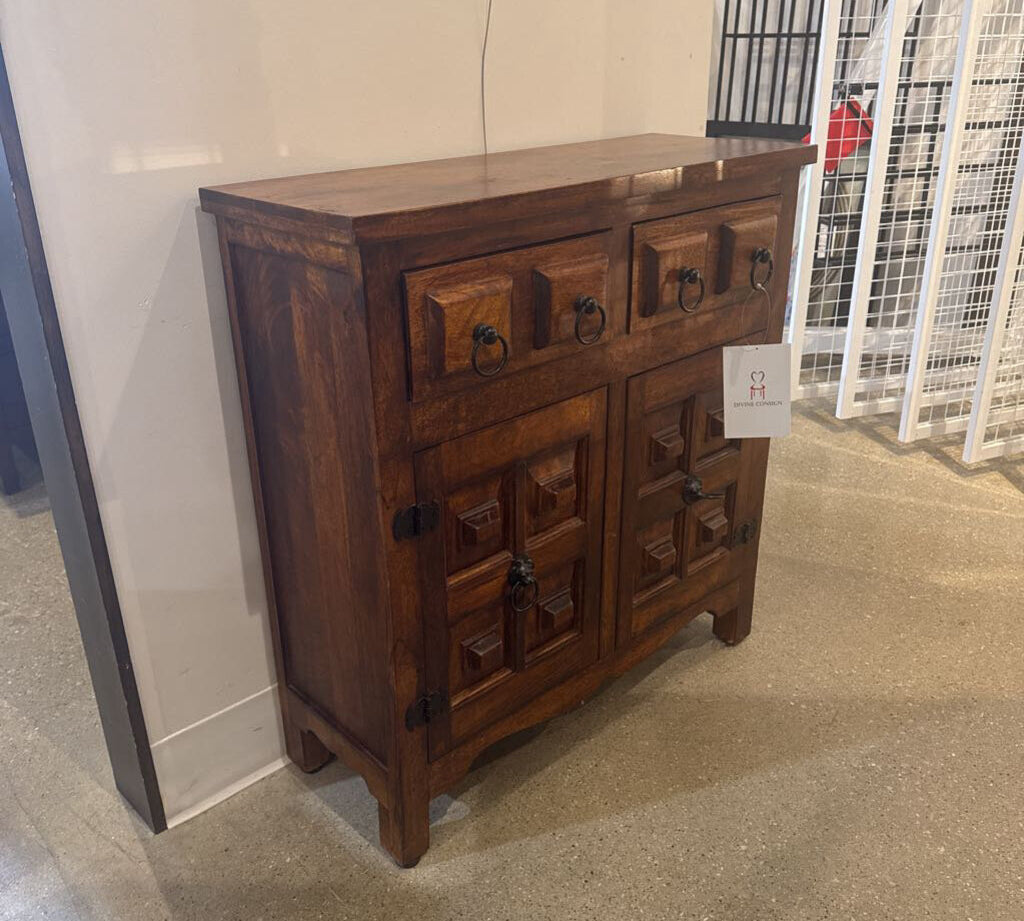 Pier 1 Imports Ashok Wood Lion Head Storage Cabinet CABINET 34w13d36h