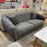 Chesterfield Style Velvet SOFA Gray 81w34d29h