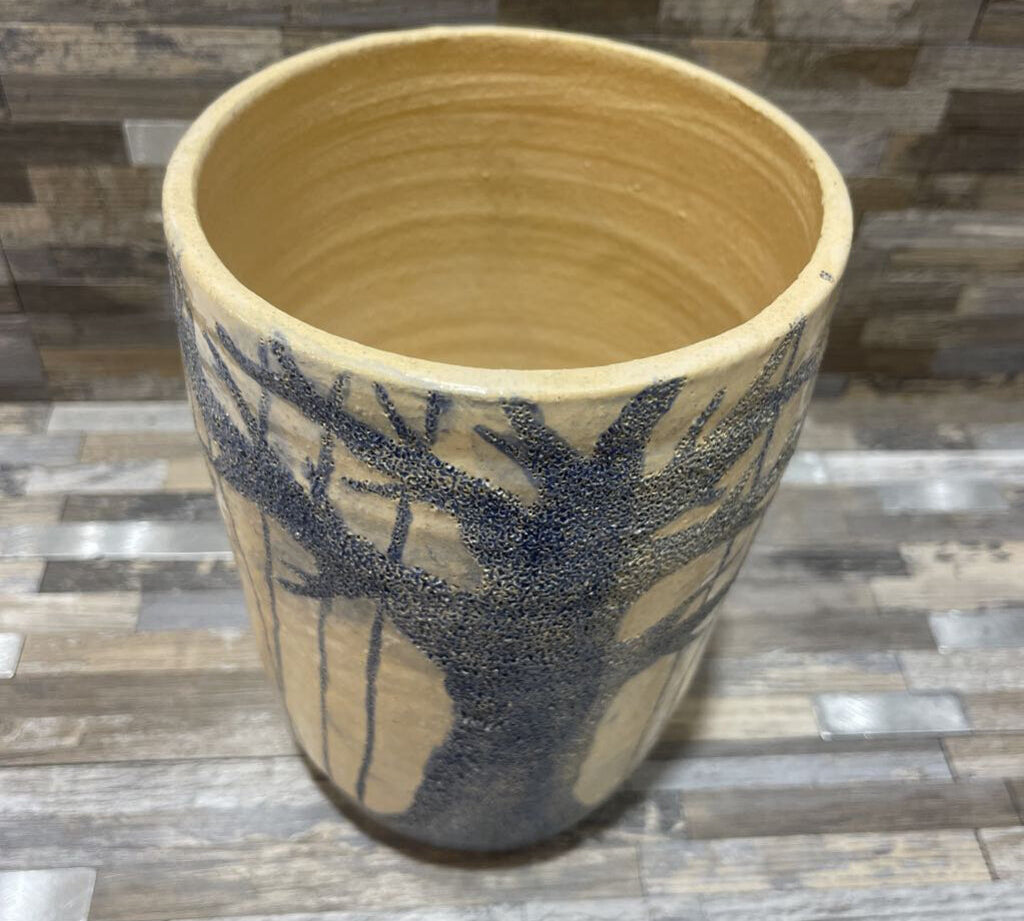 Hand Made Ceramic Vase w/ Tree Silhouette ACCESSORIES 5Wx7H