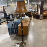 Segmented Brass Accented Base w/ Faux Leather Shade FLOOR LAMP 18Wx66H