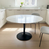 Crate & Barrel Nero Marble Top Pedestal DINING TABLE 48Wx30H