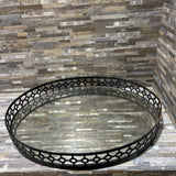Distressed Mirrored Oval Tray GIFT 23.5w18d3h