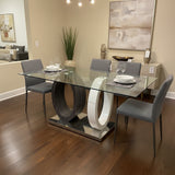 Contemporary Rectangle Glass Top DINING TABLE 65w35.5d31h