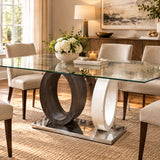 Contemporary Rectangle Glass Top DINING TABLE 65w35.5d31h