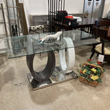 Contemporary Rectangle Glass Top DINING TABLE 65w35.5d31h