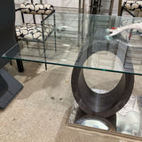 Contemporary Rectangle Glass Top DINING TABLE 65w35.5d31h