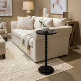 Wood Spindle Pedestal Accent Drink Table SIDE TABLE Black 12d26h
