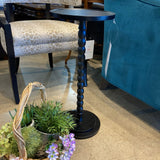 Wood Spindle Pedestal Accent Drink Table SIDE TABLE Black 12d26h