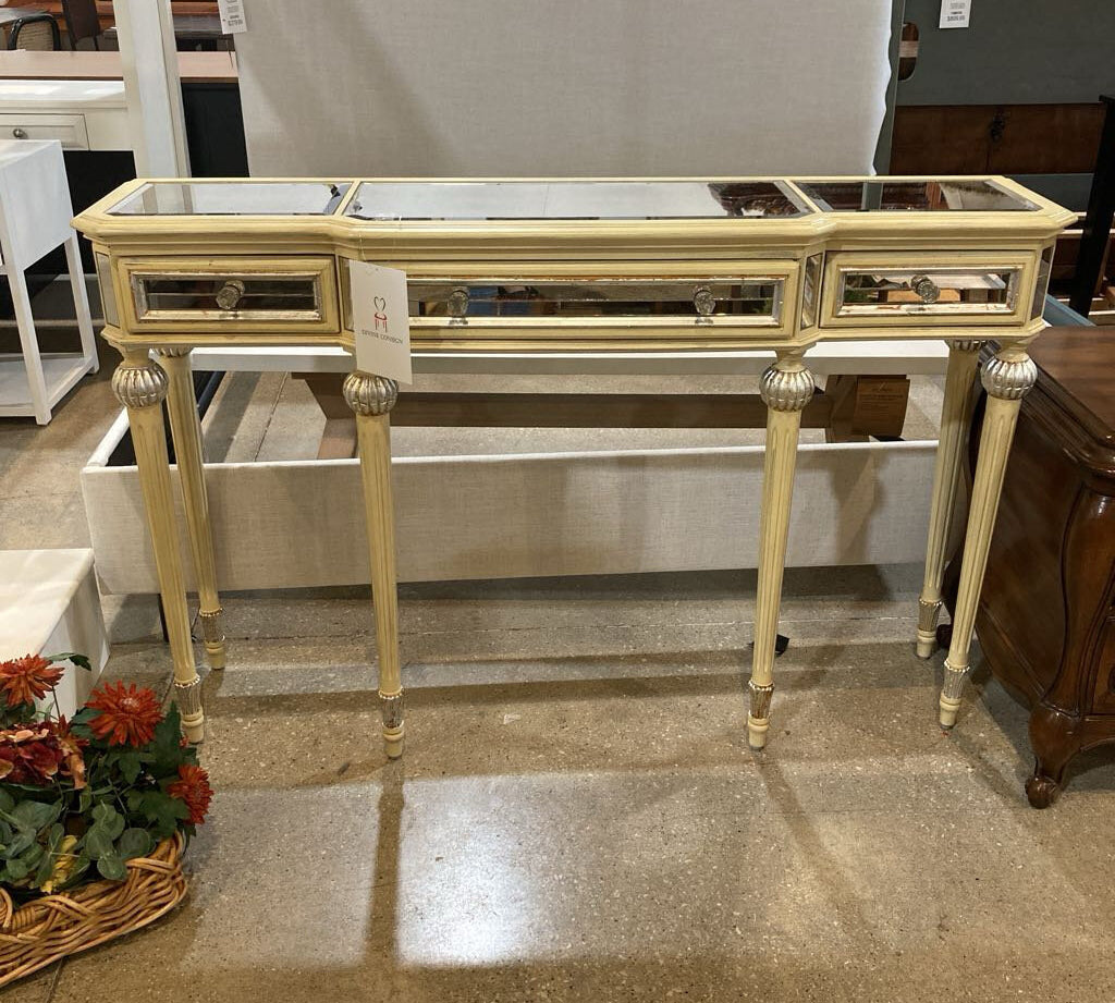 Antiqued 3-Drawer CONSOLE TABLE 54w13d34.5h
