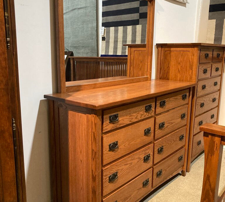 Tall Mission 8-Drawer w/ Mirror DRESSERS/CHESTS 60w21d77h