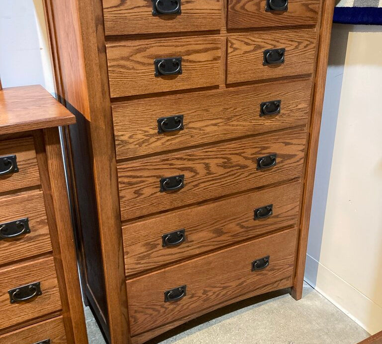 Tall Mission 8-Drawer Bachelor's Chest DRESSERS/CHESTS 40w21d57.5h