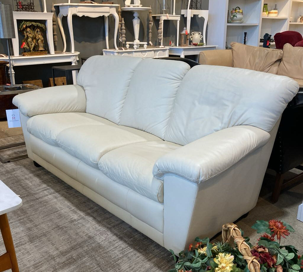 Classic Leather 3-Seat SOFA Ivory 78w31d35h