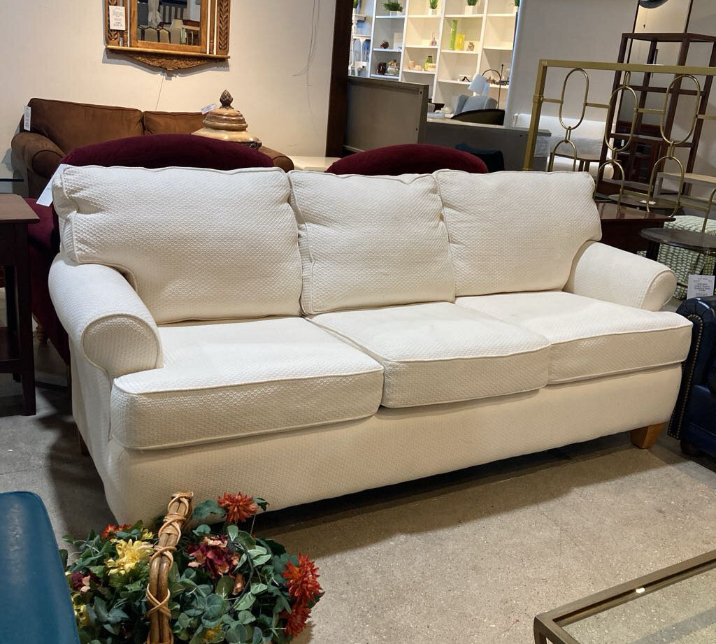 Cochrane Classic Roll-Arm 3-Seat SOFA White 83w34d37h
