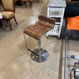 Wood Finish Adjustable Curved Stool BAR/COUNTER STOOL 14w16d32h