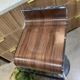 Wood Finish Adjustable Curved Stool BAR/COUNTER STOOL 14w16d32h
