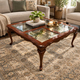 Pennsylvania House Cherry Glass Top COFFEE/COCKTAIL TABLE 38w38d17h