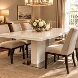 Contemporary Gloss w/ Metallic Feet & 19.5" Leaf DINING TABLE 75w35.5d30h