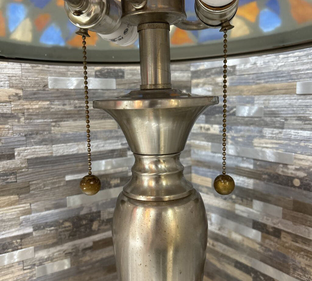Vintage Pull-Chain w/ Mosaic Shade TABLE LAMP 14d23h
