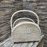 Double Compartment Wicker Magazine Rack ACCESSORIES White 16w9d18h
