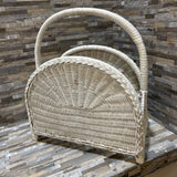 Double Compartment Wicker Magazine Rack ACCESSORIES White 16w9d18h