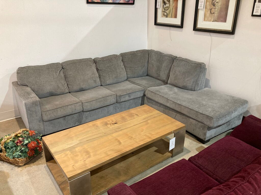 2pc L-Shape Fabric SECTIONAL Gray 110w90d34h