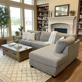 Albany Industries Contemporary 2pc Fabric w/ Nailhead Trim SECTIONAL Gray 120w78d32h