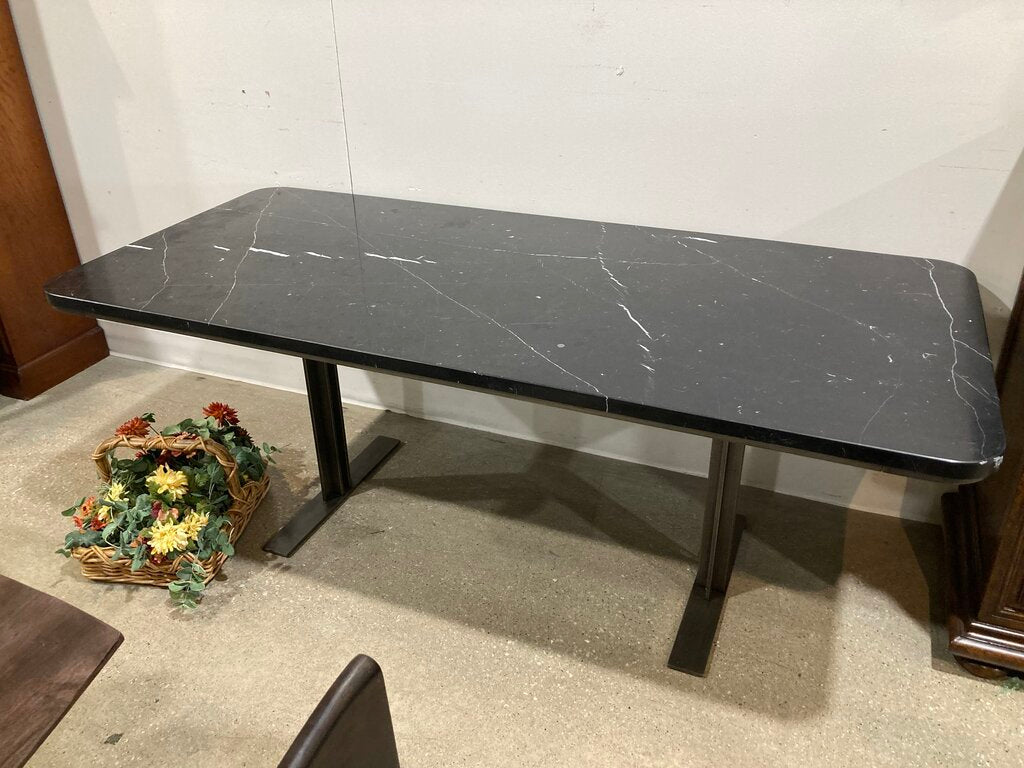Modern Rectangular Marble Top & Steel Base DINING TABLE 79w35.5d30h