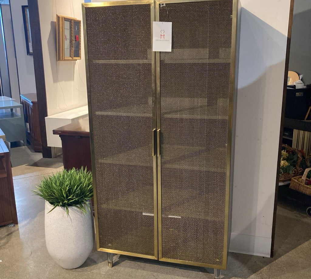 CB2 Trace Brass Wire Bookcase BOOK SHELF 34w18d68.5h