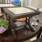 Trestle Style Wood Base Faux Stone Insert Top SIDE TABLE 20Wx20Dx16H