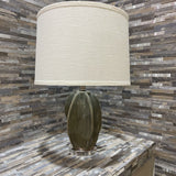 Ceramic Gourd Shaped Base w/ Linen Drum Shade TABLE LAMP 15Wx21H