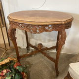 French Louis XV Carved Oval Accent Table FURNITURE 32w23d30h