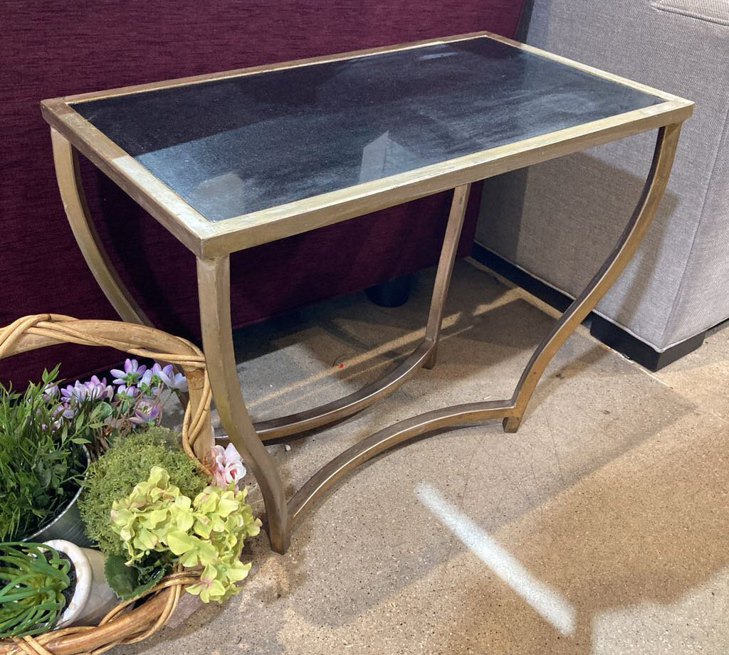 Brass & Marble Accent Table END/SIDE TABLE 25.5w14d20h