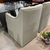 Lulu and Georgia Astoria Sculptural Upholstered DINING CHAIRS Olive Stripe 24w27d36h