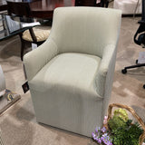 Lulu and Georgia Astoria Sculptural Upholstered DINING CHAIRS Olive Stripe 24w27d36h