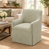 Lulu and Georgia Astoria Sculptural Upholstered DINING CHAIRS Olive Stripe 24w27d36h