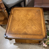 Weiman Campaign Style Square Wood 1-Low Drawer SIDE TABLE 24Wx21H