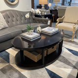 Oval 2-Tier High Polish Finish COFFEE/COCKTAIL TABLE 54Wx36Dx18H