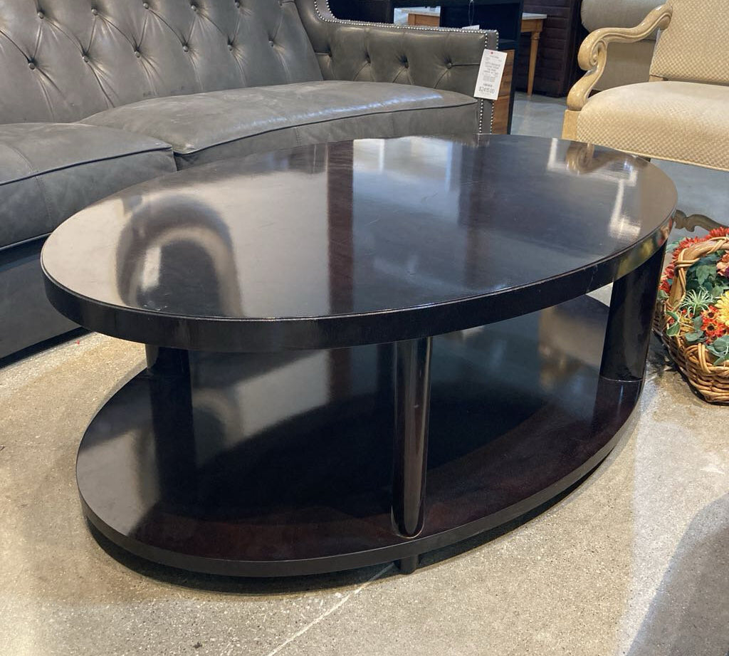 Oval 2-Tier High Polish Finish COFFEE/COCKTAIL TABLE 54Wx36Dx18H