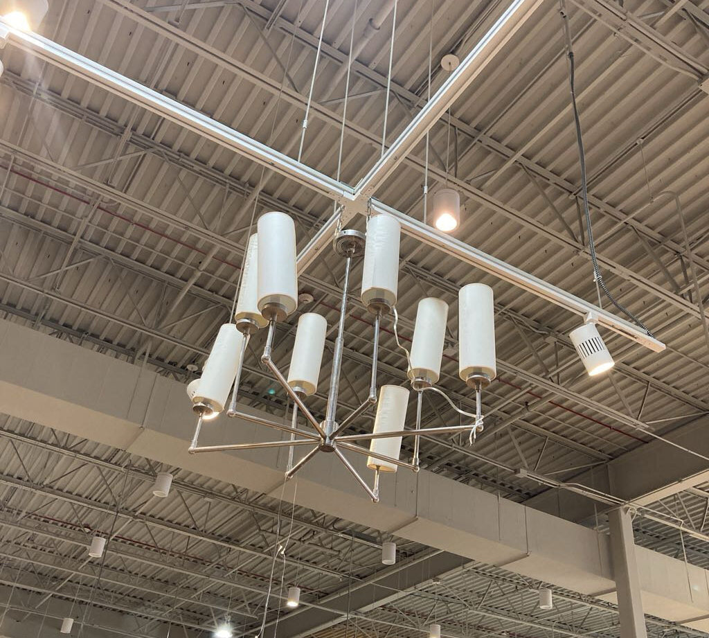 Silver with 8 White Shades LIGHTING