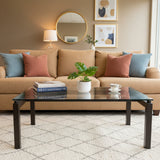 Room & Board Metal Parsons Rectangular Glass Top COFFEE/COCKTAIL TABLE 46Wx26Dx18H