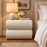 Homary Humply Faux Leather 2-Drawer w/ USB NIGHTSTAND White 20w16d16h