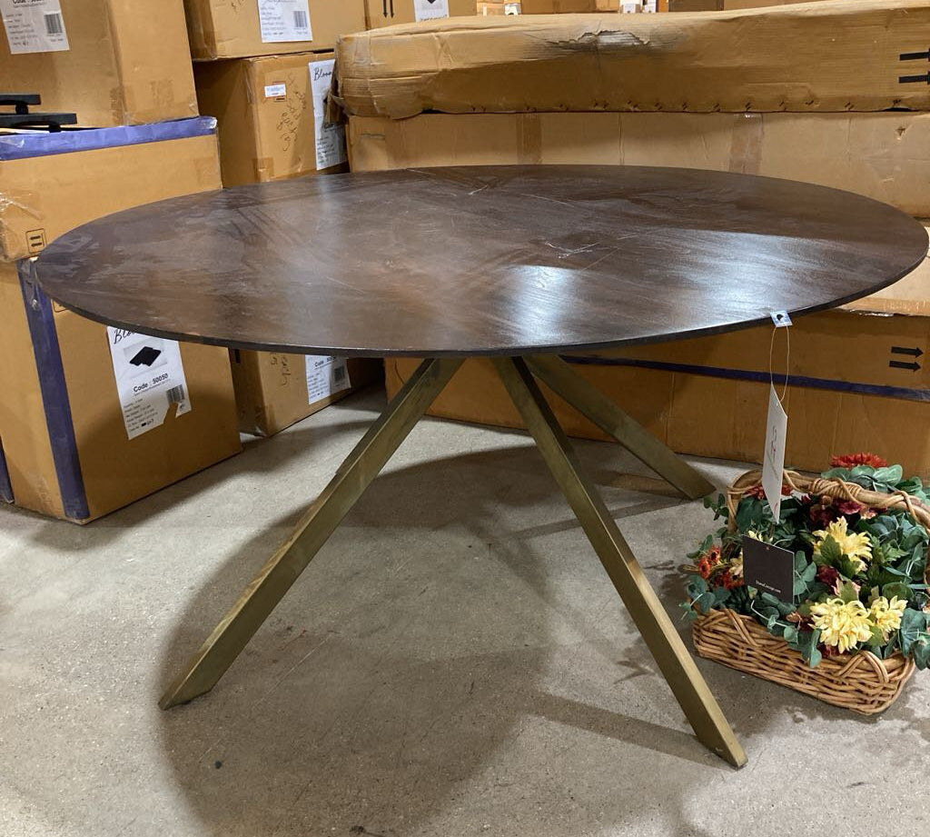 Carter Wooden Iron Round DINING TABLE 60d30h