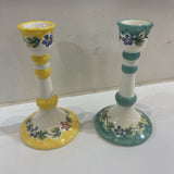2pc Set Italian Vietri Ceramic Candle Holders ACCESSORIES 3.5Wx6H