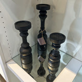 3pc Set Laurel Candle Stand ACCESSORIES Black 4d15h