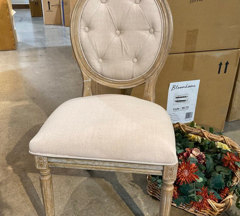Safavieh Holloway Tufted Oval DINING CHAIRS Beige/Rustic Oak 20w24d39h