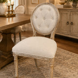 Safavieh Holloway Tufted Oval DINING CHAIRS Beige/Rustic Oak 20w24d39h