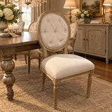 Safavieh Holloway Tufted Oval DINING CHAIRS Beige/Rustic Oak 20w24d39h